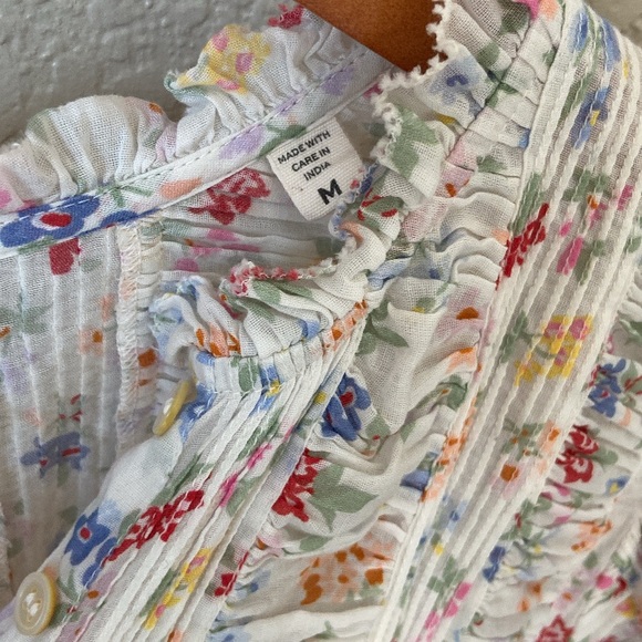 SOLD b/s/t Doen hadara top rare spring floral button up shirring rouching blouse - Picture 7 of 10